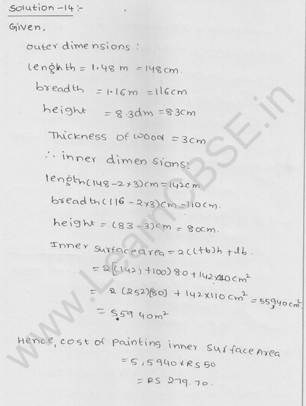 RD Sharma Class 9 solutions Chapter 18 Surface Area and volume of cuboid and cube Ex 18.1 Q 9