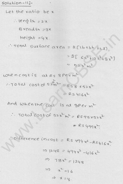 RD Sharma Class 9 solutions Chapter 18 Surface Area and volume of cuboid and cube Ex 18.1 Q 7