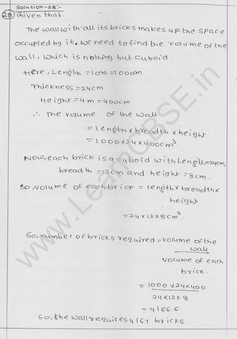 RD Sharma Class 9 solutions Chapter 18 Surface Area and volume of cuboid and cube Ex 18.2 Q 32