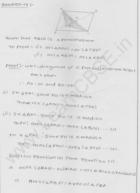 RD Sharma Class 9 solutions Chapter 15 Areas of parrallelograms and Triangles Ex 15.3 10