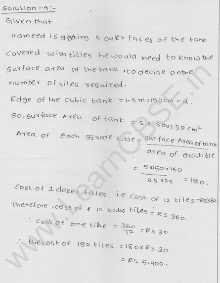 RD Sharma Class 9 solutions Chapter 18 Surface Area and volume of cuboid and cube Ex 18.1 Q 5