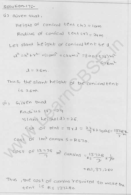 RD Sharma Class 9 solutions Chapter 20 Surface Area and volume of A Right Circular cone Ex 20.1 9