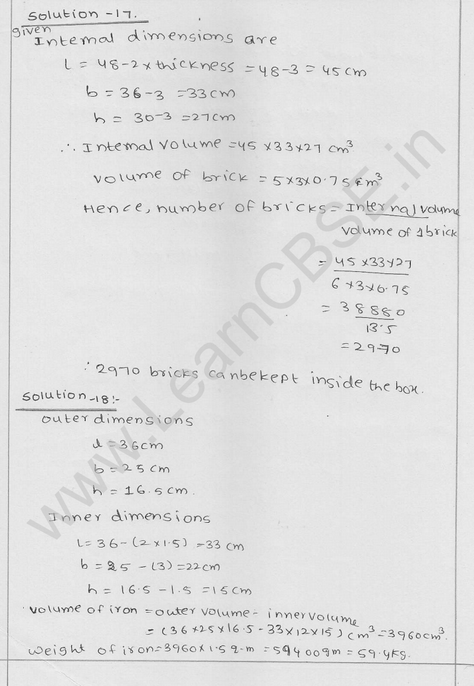 RD Sharma Class 9 solutions Chapter 18 Surface Area and volume of cuboid and cube Ex 18.2 Q 10