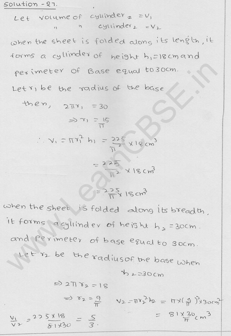 RD Sharma Class 9 solutions Chapter 19 Surface Area and volume of A Right Circular cylinder Ex 19.2 19