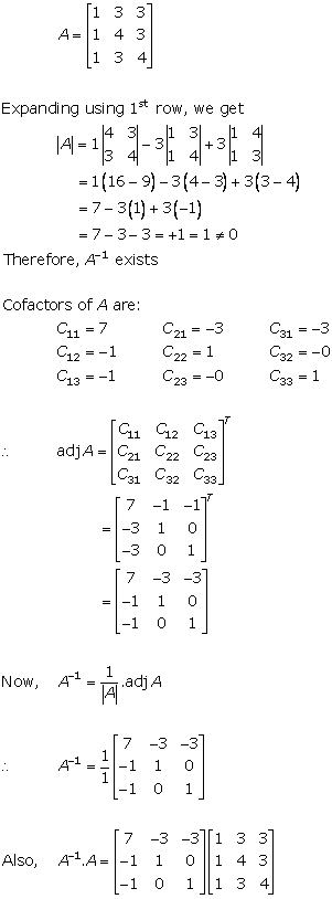 RD Sharma Class 12 Solutions Chapter 7 Adjoint and Inverse of Matrix Ex 7.1 Q9-i