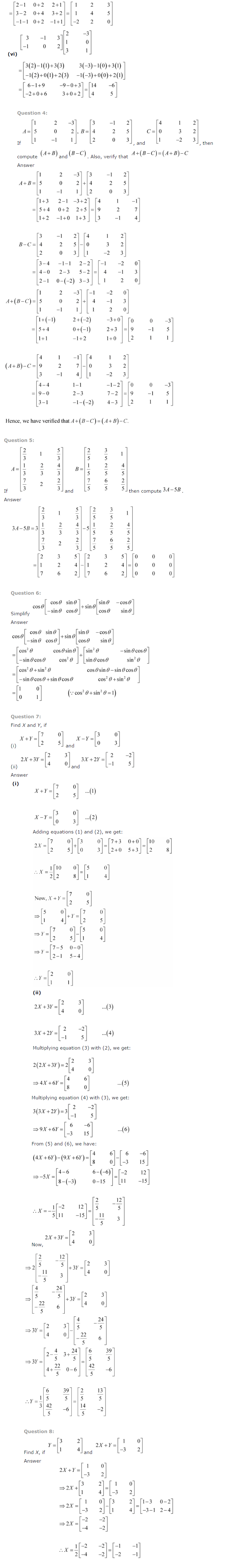 NCERT Solutions for Class 12 Maths Chapter 3 Matrices