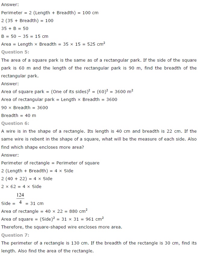 NCERT Solutions for Class 7 Maths Chapter 11 Perimeter and Area Exercise 11.1