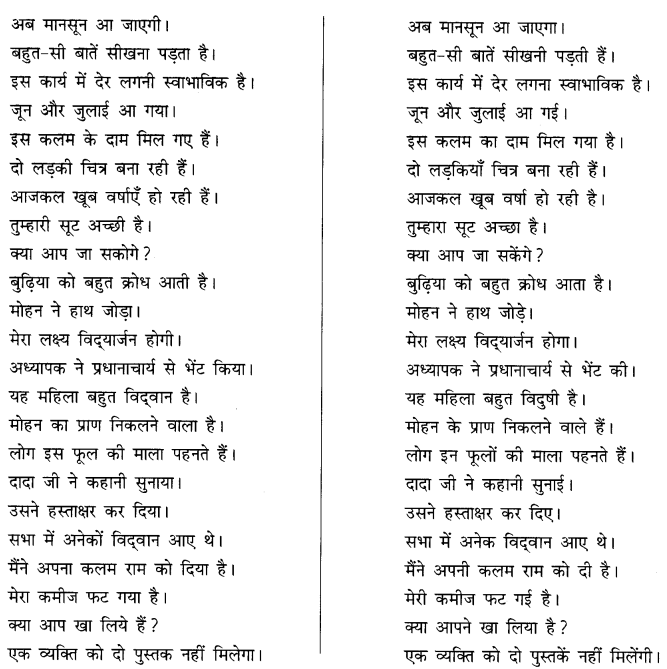 CBSE Class 10 Hindi B व्याकरण अशुद्धि शोधन 7
