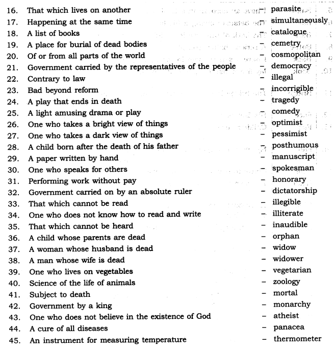 CBSE Class 7 English Grammar Word Power 4