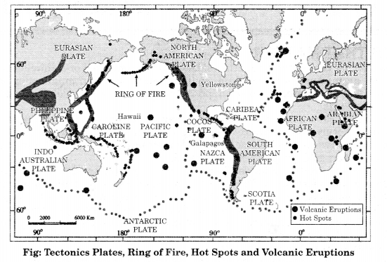 Class 11 Geography NCERT Solutions Chapter 4 Distribution of Oceans and Continents Map Skills Q1