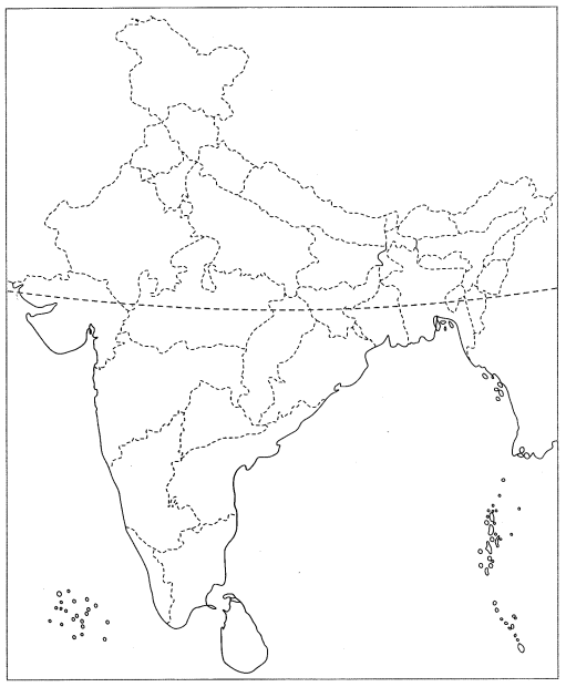 Class 9 Geography Map Work Chapter 1 India-Size and Location 1.1