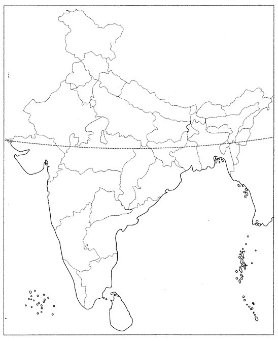 Class 9 Geography Map Work Chapter 1 India-Size and Location 3.1