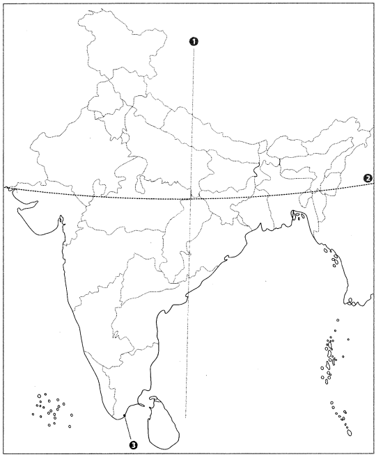 Class 9 Geography Map Work Chapter 1 India-Size and Location 4.1