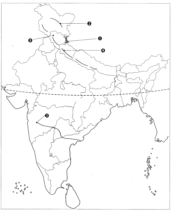 Class 9 Geography Map Work Chapter 1 India-Size and Location 6.1