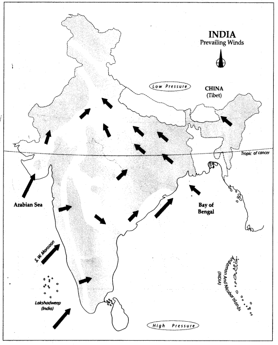Class 9 Geography Map Work Chapter 4 Climate 000