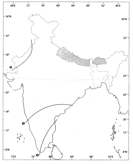 Class 9 Geography Map Work Chapter 4 Climate 2.1