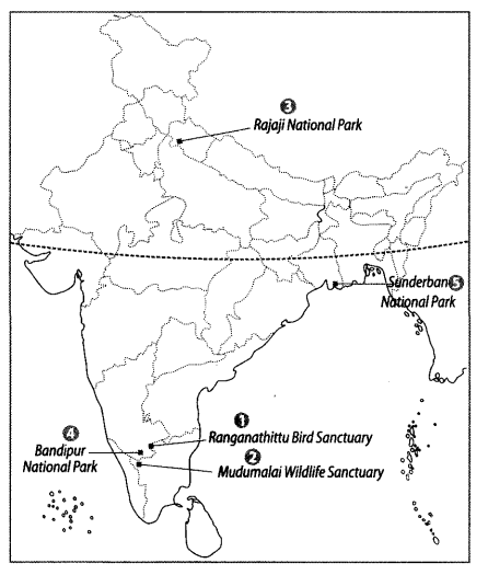 Class 9 Geography Map Work Chapter 5 Natural Vegetation and Wildlife a4.1