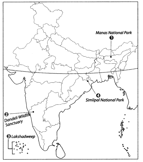 Class 9 Geography Map Work Chapter 5 Natural Vegetation and Wildlife a5.1