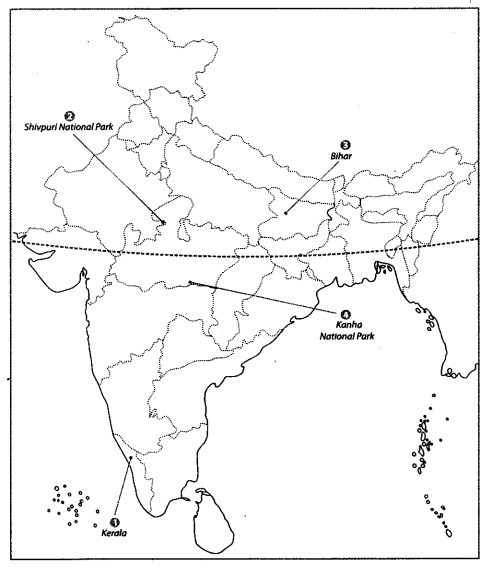 Class 9 Geography Map Work Chapter 5 Natural Vegetation and Wildlife a6.1
