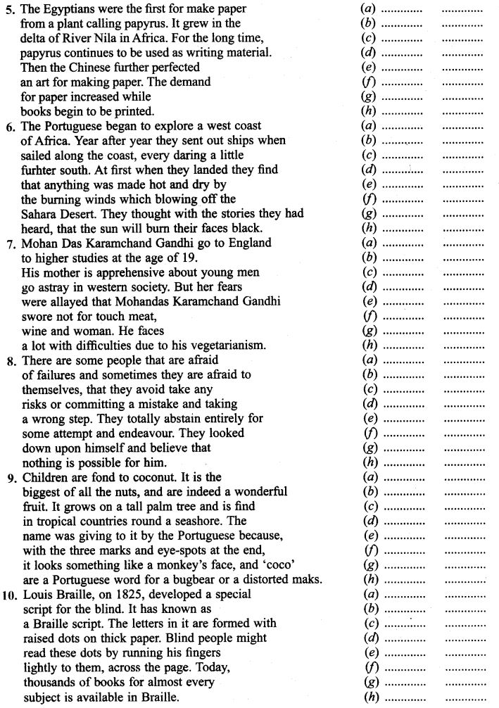 Editing Exercises for Class 9 CBSE with Answers 2