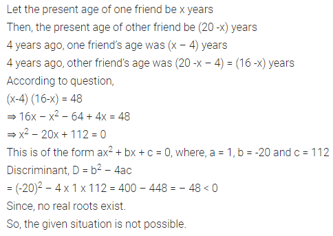 Ex 4.4 Class 10 Maths NCERT Solutions Chapter 4 Quadratic Equations PDF Download Q4