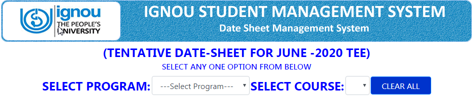IGNOU June Date Sheet 2020