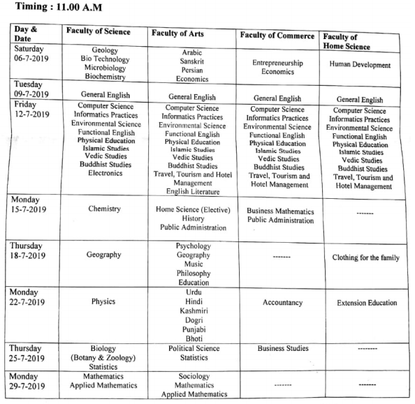 JKBOSE-Class-12-Bi-Annual-Exam-Date-Sheet-2019