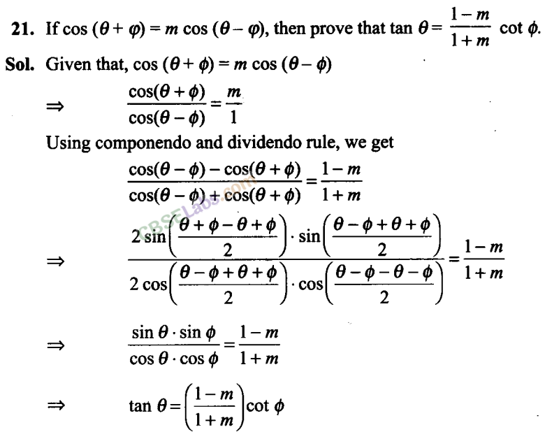 Class 11 Math Trigonometry Questions