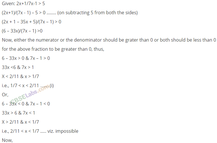 NCERT Exemplar Class 11 Linear Inequalities