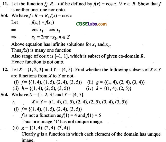 Relation And Function Class 12 NCERT Exemplar