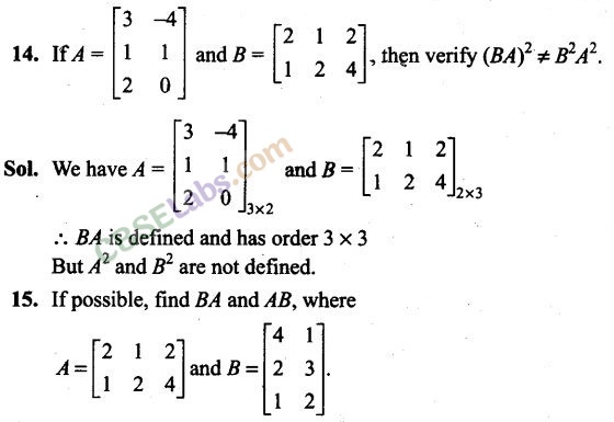 Matrix NCERT Exemplar Class 12