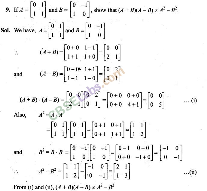 NCERT Exemplar Class 12 Matrices