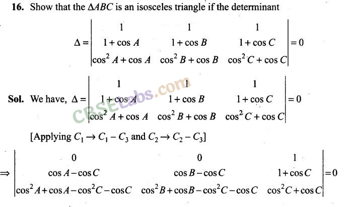 Determinants Exemplar Class 12