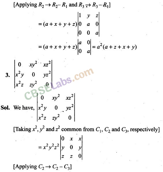 NCERT Exemplar Determinants Solutions Class 12