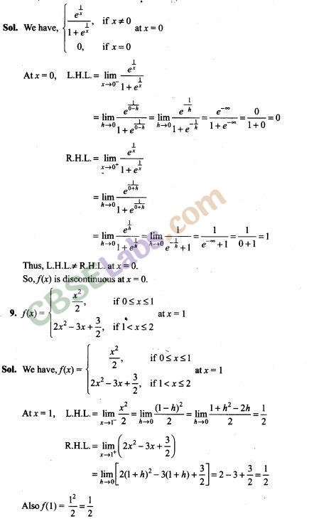Continuity And Differentiability Class 12 Exemplar Solutions