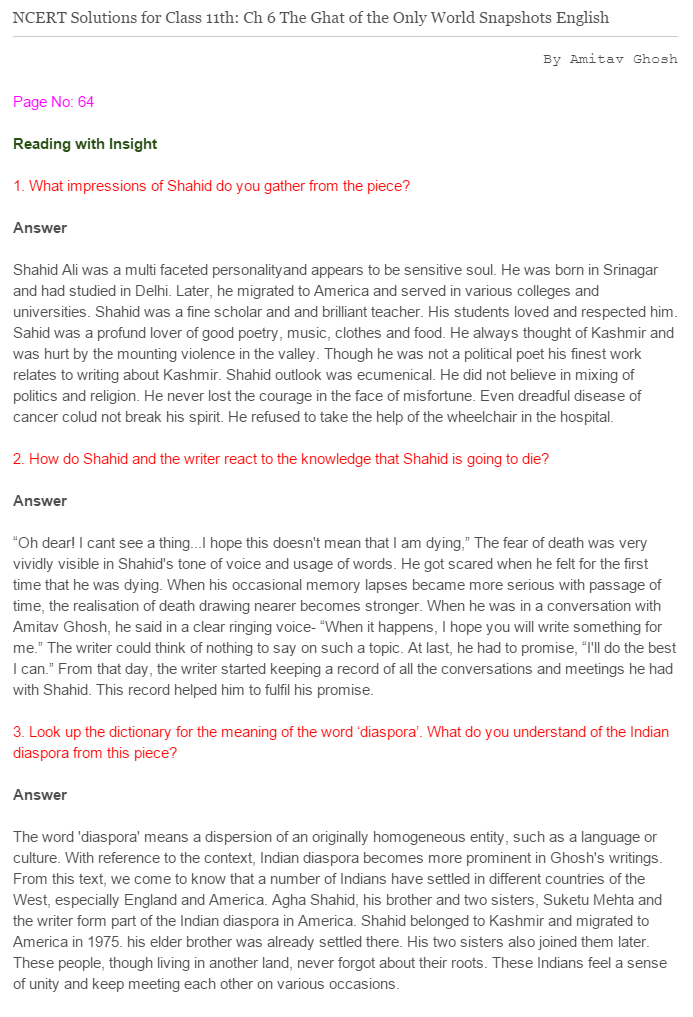 NCERT-Solutions-For-Class-11-English-Snapshots-The-Ghat-of-the-only-World