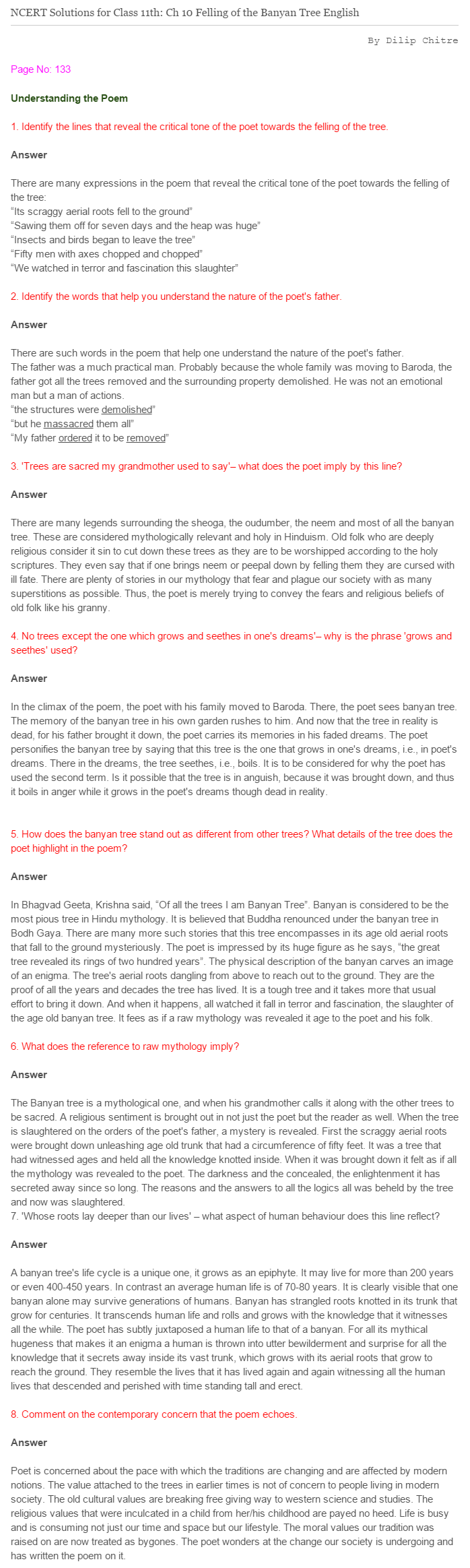 NCERT-Solutions-For-Class-11-English-Woven-Words-Felling-of-the-Banyan-Tree