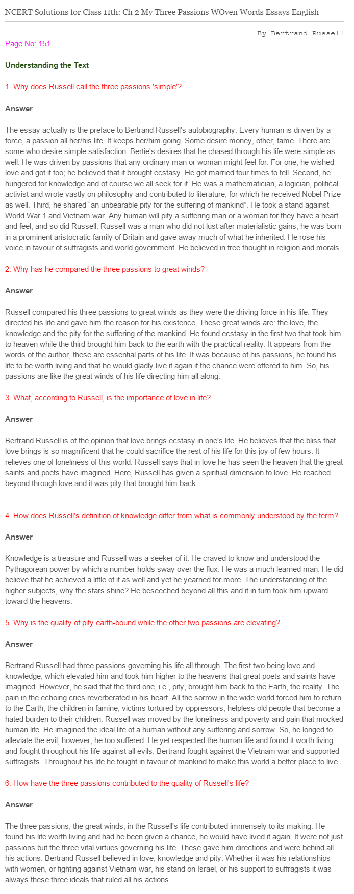 NCERT-Solutions-For-Class-11-English-Woven-Words-My-Three-Passions