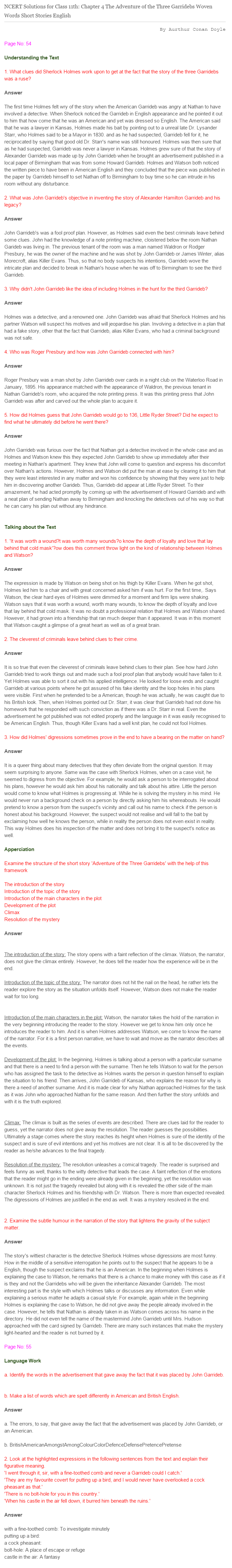 NCERT-Solutions-For-Class-11-English-Woven-Words-The-Adventure-of-the-Three-Garridebs