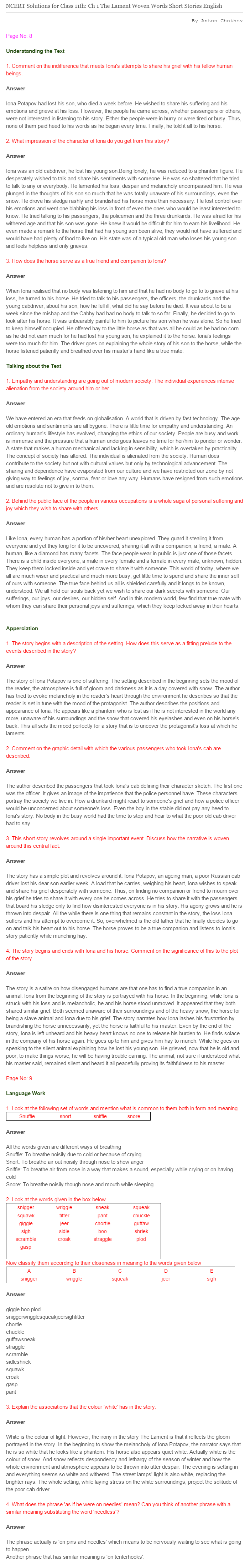 NCERT-Solutions-For-Class-11-English-Woven-Words-The-Lament