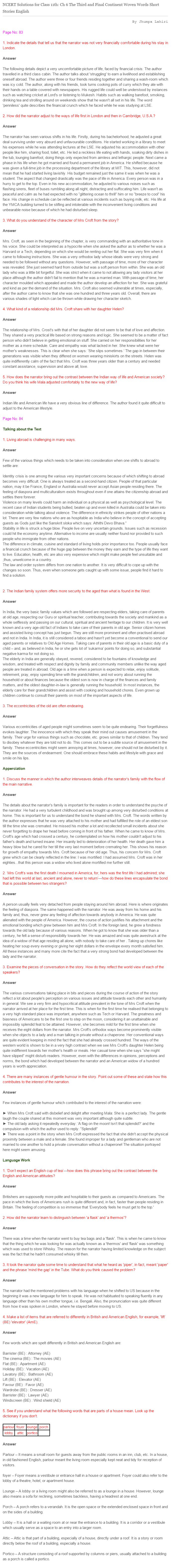 NCERT-Solutions-For-Class-11-English-Woven-Words-The-Third-and-Final-Continent