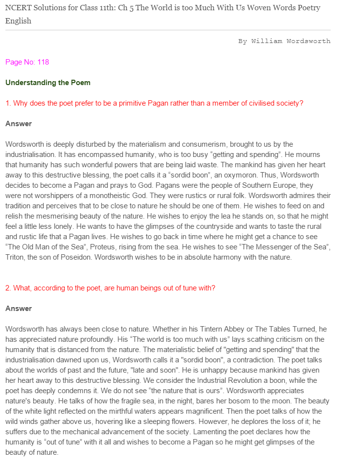 NCERT-Solutions-For-Class-11-English-Woven-Words-The-World-is-too-Much-With-Us