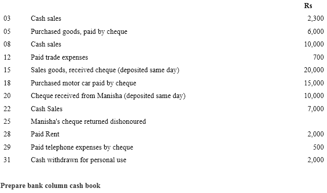 NCERT Solutions For Class 11 Financial Accounting - Recording of Transactions-II Numerical Questions Q10