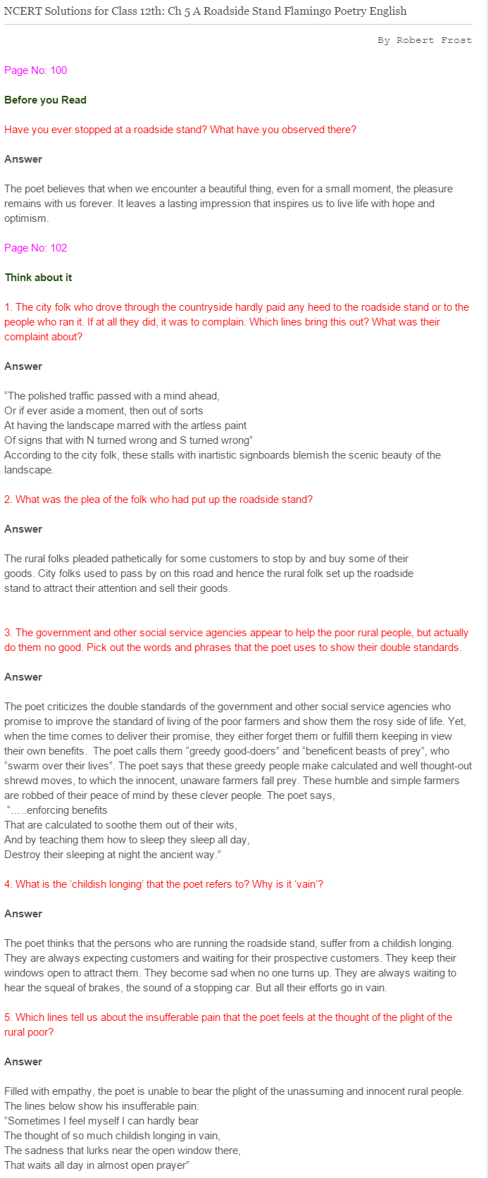 NCERT-Solutions-For-Class-12-Flamingo-English-A-Roadside-Stand