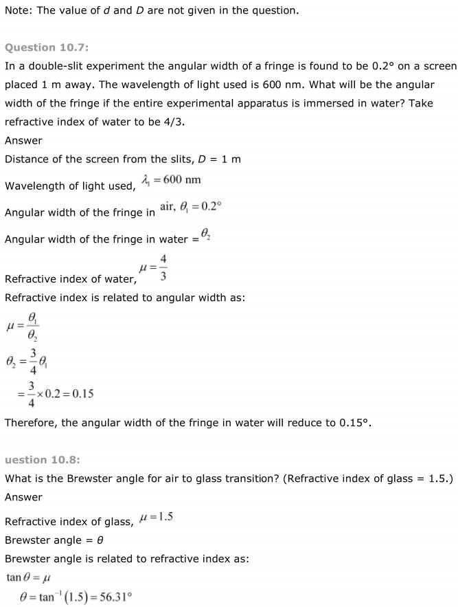 NCERT Solutions For Class 12 Physics Chapter 10 Wave Optics 7