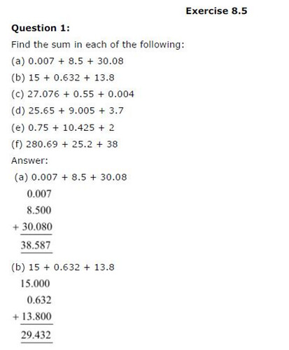 NCERT Solutions For Class 6 Maths Decimals Exercise 8.5 Q1
