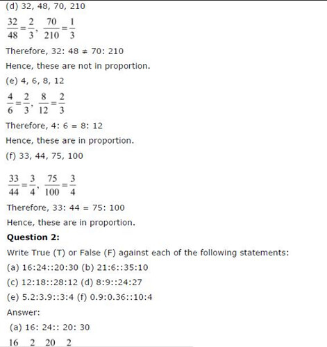 NCERT Solutions For Class 6 Maths Ratios and Proportions Exercise 12.2 Q2