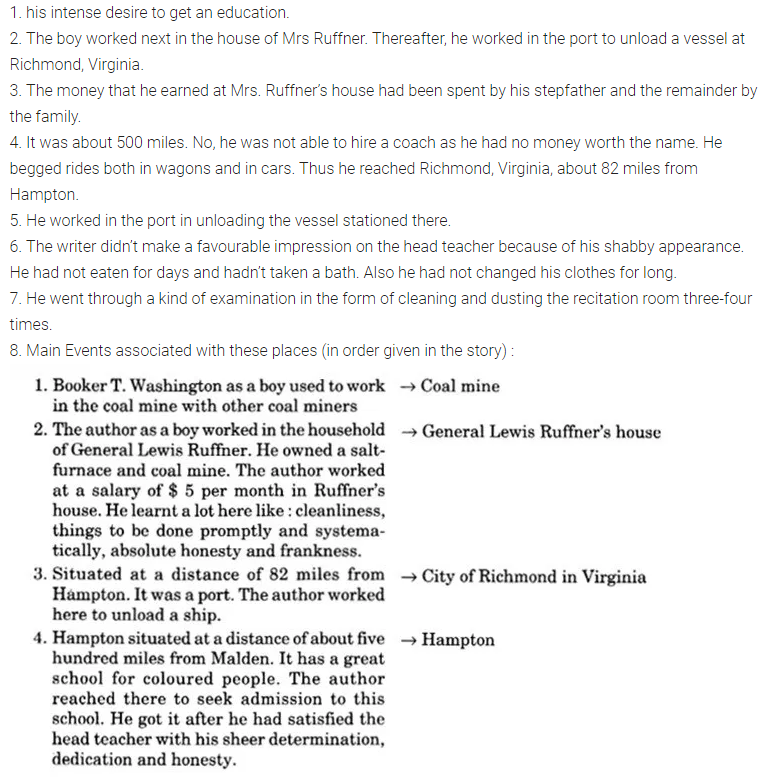 NCERT Solutions for Class 10 English Main Course Book Unit 2 Education Chapter 1 My struggle for an Education Q2