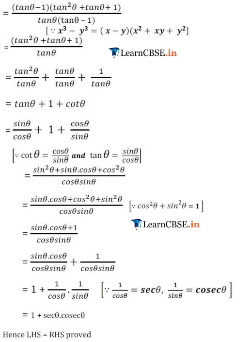 Class 10 Maths Chapter 8 Exercise 8.4 Trigonometric Identities proofs
