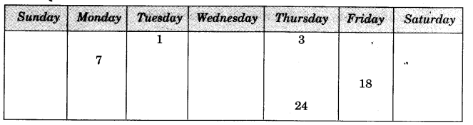 NCERT Solutions for Class 3 Mathematics Chapter-7 Time Goes On Calendar Magic Q6